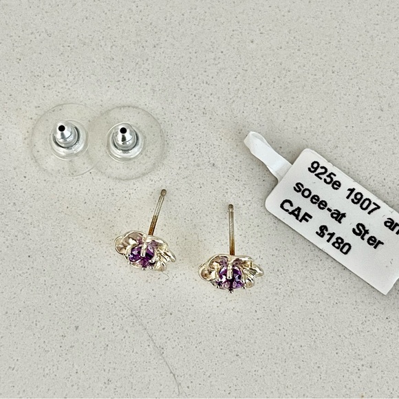 Sterling silver 925 Amethyst Earrings - Picture 5 of 7